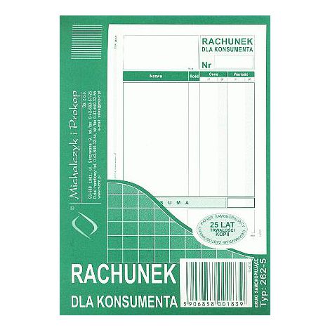 Druk MiP Rachunek dla Konsumenta A6/80